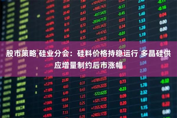 股市策略 硅业分会：硅料价格持稳运行 多晶硅供应增量制约后市涨幅